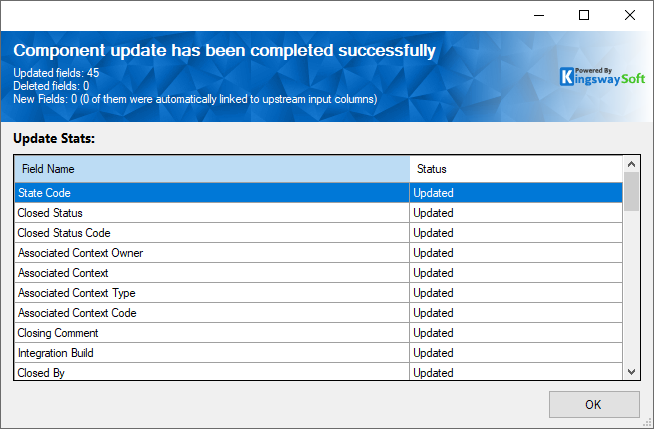 TFS Desintation Component - Refresh Component